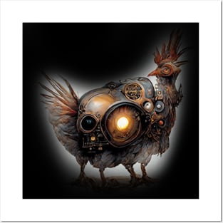 Robotic Steampunk Chicken Posters and Art